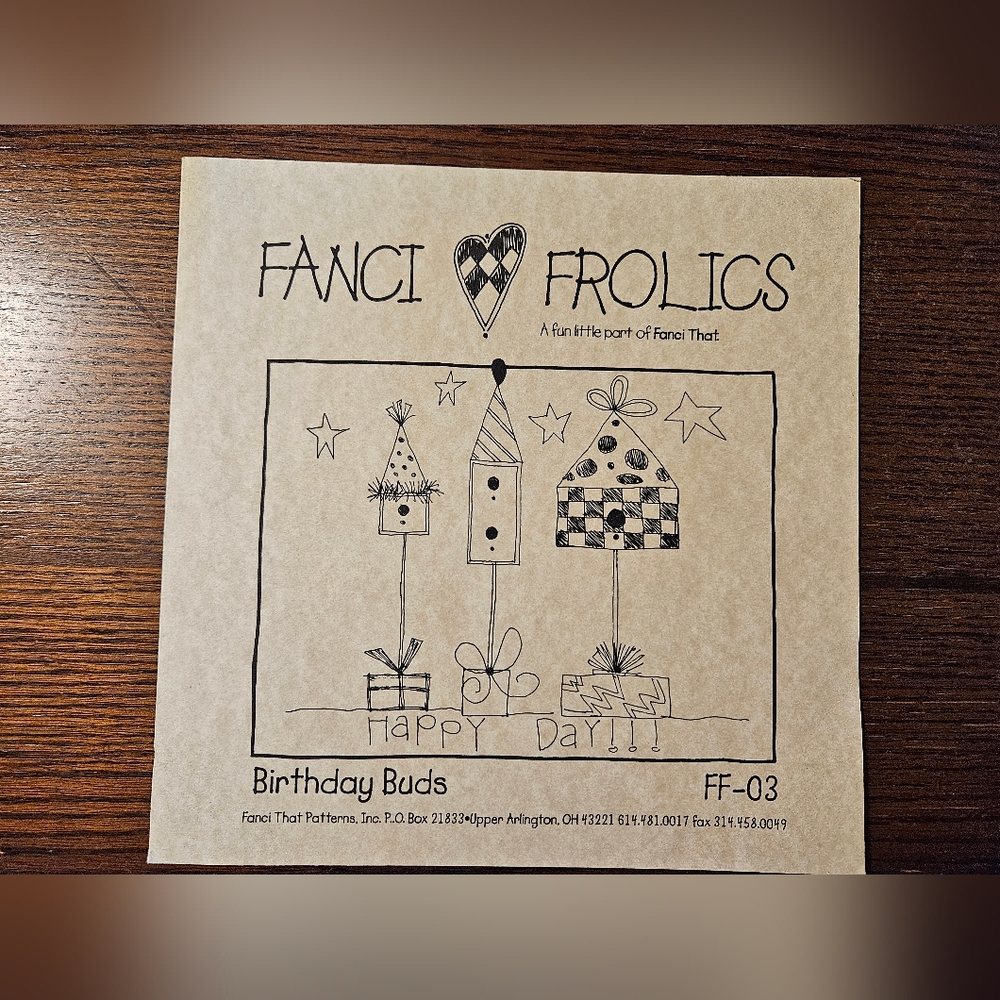 Fanci Frolics Birthday Buds Happy Day Counted Cross Stitch Chart Leaflet 1997